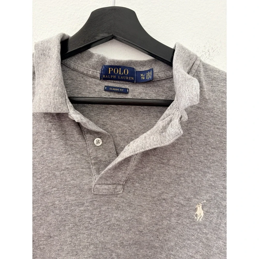 Polo Ralph Lauren Shirt Mens XL Gray Classic Fit Short Sleeve Pique Polo Pony